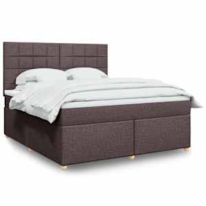 Box spring postel s matrací tmavě hnědá 180x200 cm textil - obrázek 1
