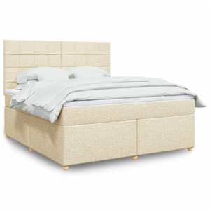 Box spring postelja z vzmetnico krem 180x200 cm blago