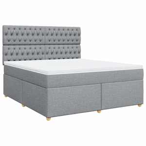 Box spring postel s matrací světle šedá 180 x 200 cm textil - obrázek 3