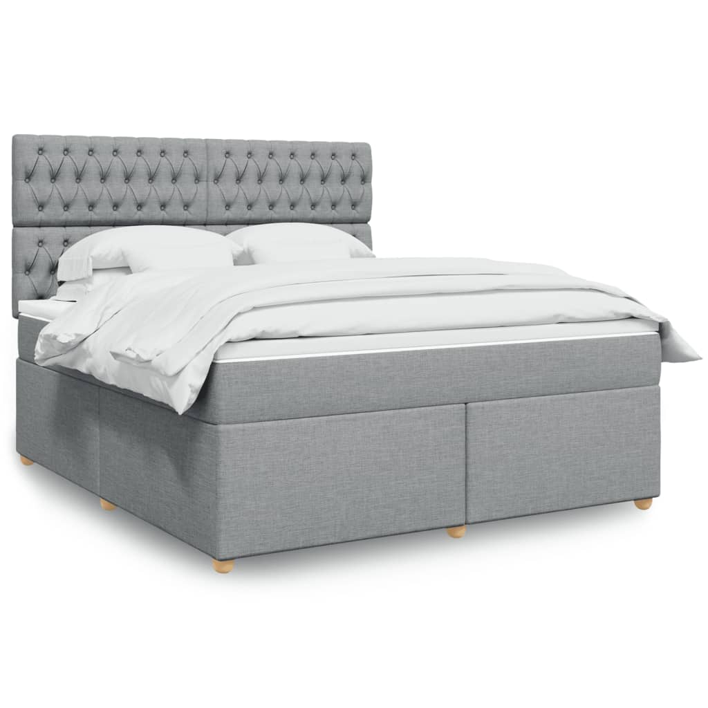 Boxspringbett mit Matratze Hellgrau 180×200 cm Stoff