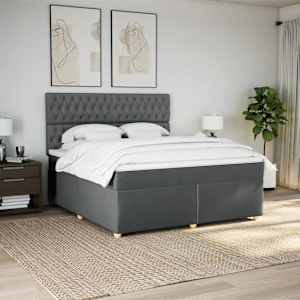 Box spring postel s matrací tmavě šedá 180x200 cm textil - obrázek 4
