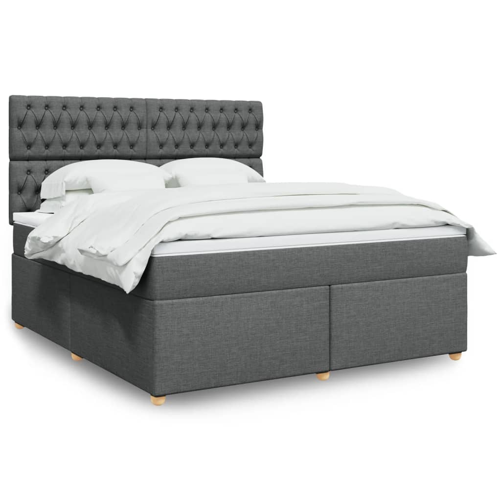 Boxspringbett mit Matratze Dunkelgrau 180×200 cm Stoff