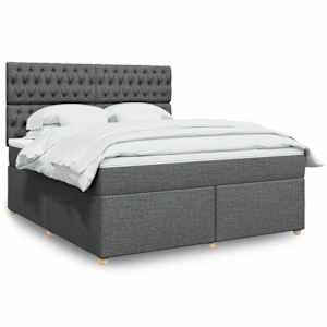 Box spring postel s matrací tmavě šedá 180x200 cm textil - obrázek 1