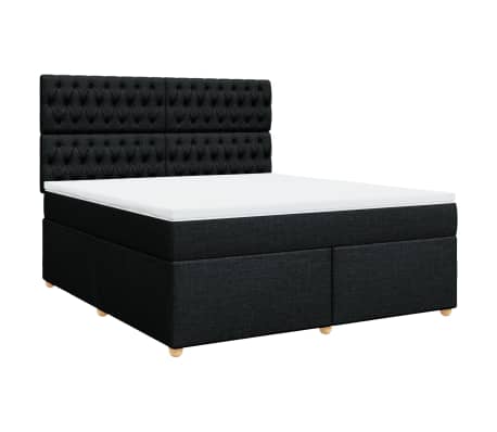 vidaXL Boxspring met matras stof zwart 180x200 cm