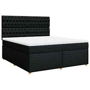Box spring postel s matrací černá 180x200 cm textil - obrázek 3