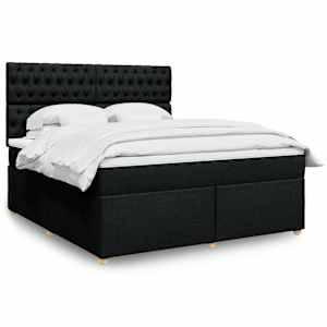 Box spring postel s matrací černá 180x200 cm textil - obrázek 1