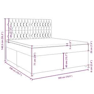 Box spring postel s matrací tmavě hnědá 180x200 cm textil - obrázek 18