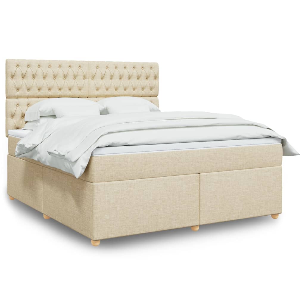 Boxspringbett mit Matratze Creme 180×200 cm Stoff