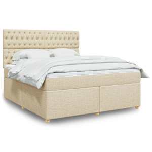 Box spring postel s matrací krémová 180x200 cm textil - obrázek 1