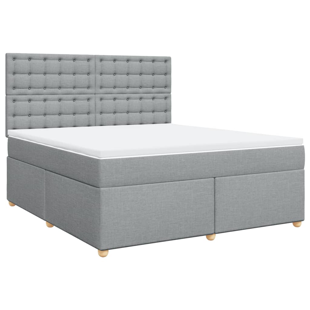 vidaXL Boxspring met matras stof lichtgrijs 180x200 cm afbeelding