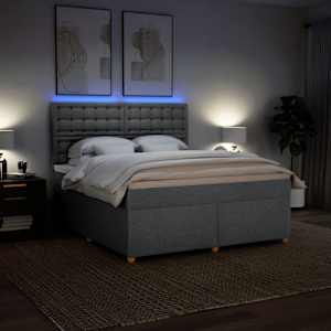 Box spring postel s matrací světle šedá 180 x 200 cm textil - obrázek 5