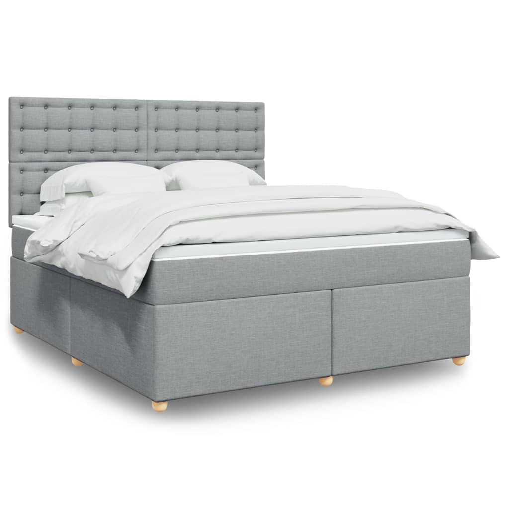 vidaXL Boxspringbett mit Matratze Hellgrau 180x200 cm Stoff