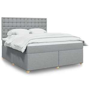 Box spring postel s matrací světle šedá 180 x 200 cm textil - obrázek 1