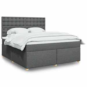 Box spring postel s matrací tmavě šedá 180x200 cm textil - obrázek 1