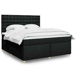 Box spring postel s matrací černá 180x200 cm textil - obrázek 1