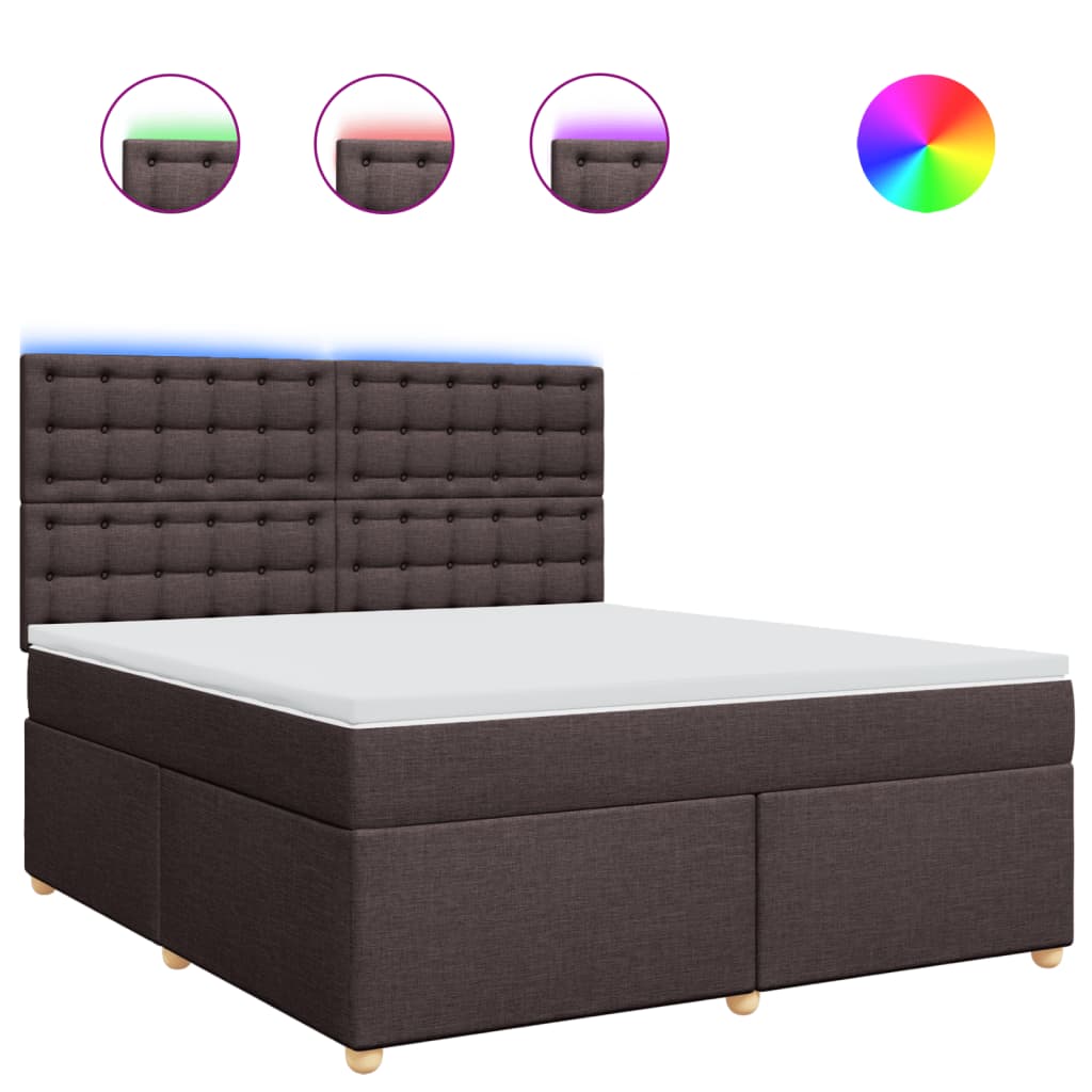 vidaXL Boxspring met matras stof donkerbruin 180x200 cm bruin, foto 3