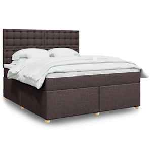 Box spring postel s matrací tmavě hnědá 180x200 cm textil - obrázek 1