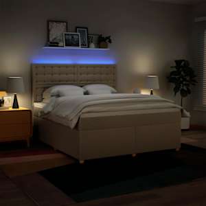 Box spring postel s matrací krémová 180x200 cm textil - obrázek 5