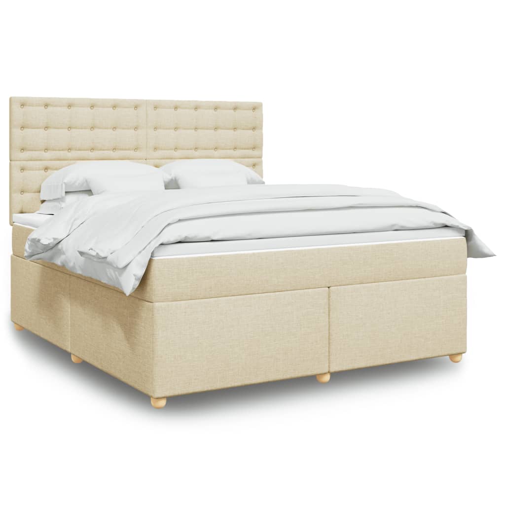 Boxspringbett mit Matratze Creme 180×200 cm Stoff