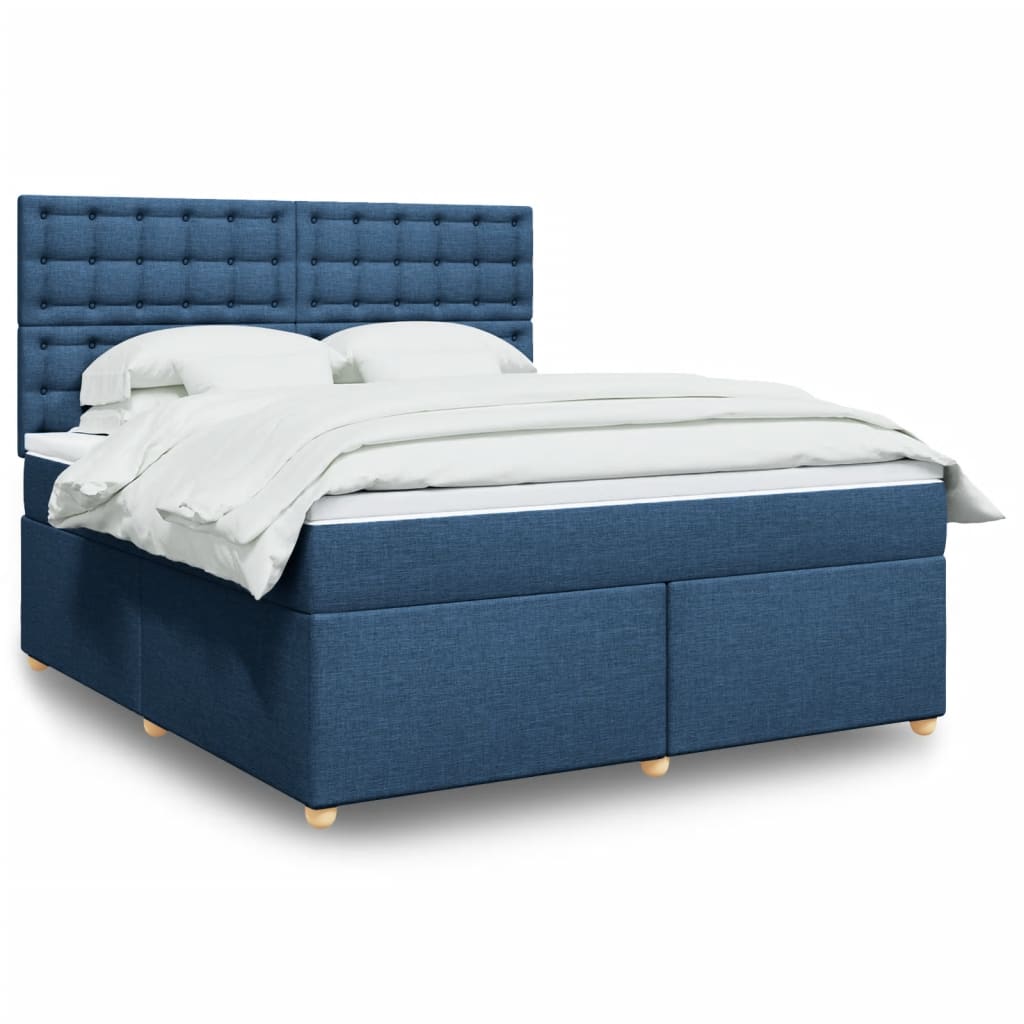 Boxspringbett mit Matratze Blau 180×200 cm Stoff