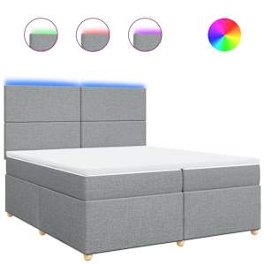 Box spring postel s matrací světle šedá 200 x 200 cm textil - obrázek 2