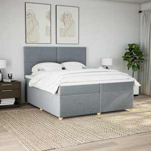 Box spring postel s matrací světle šedá 200 x 200 cm textil - obrázek 4