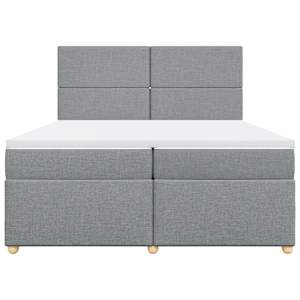 Box spring postel s matrací světle šedá 200 x 200 cm textil - obrázek 6