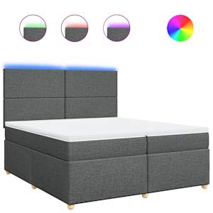 Box spring postel s matrací tmavě šedá 200x200 cm textil - obrázek 2