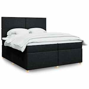 Box spring postel s matrací černá 200x200 cm textil - obrázek 1