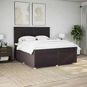 Box spring postel s matrací tmavě hnědá 200x200 cm textil - obrázek 4