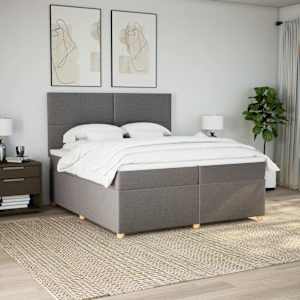 Box spring postel s matrací taupe 200x200 cm textil - obrázek 4