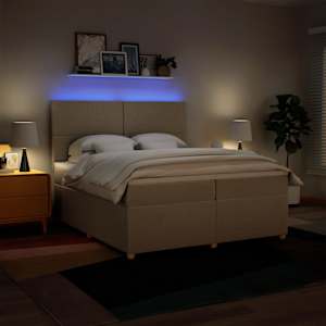 Box spring postel s matrací krémová 200x200 cm textil - obrázek 5