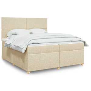 Box spring postelja z vzmetnico krem 200x200 cm blago
