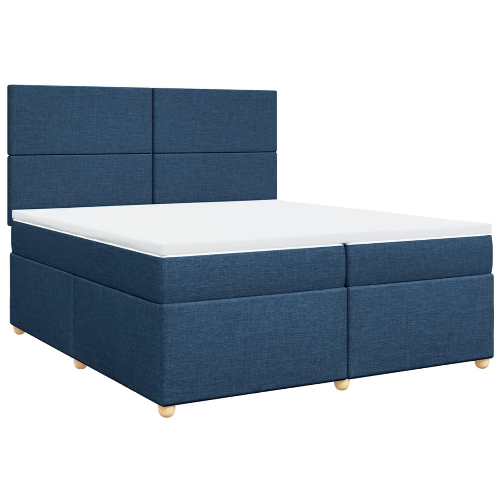vidaXL Boxspring met matras stof blauw 200x200 cm afbeelding