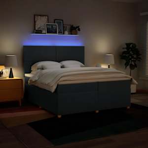 Box spring postel s matrací modrá 200x200 cm textil - obrázek 5