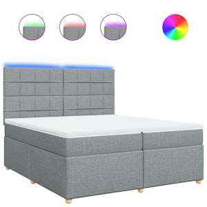 Box spring postel s matrací světle šedá 200 x 200 cm textil - obrázek 2