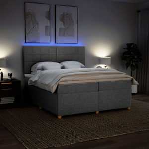Box spring postel s matrací světle šedá 200 x 200 cm textil - obrázek 5