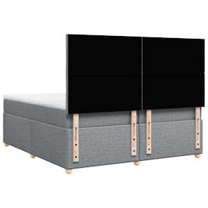 Box spring postel s matrací světle šedá 200 x 200 cm textil - obrázek 8