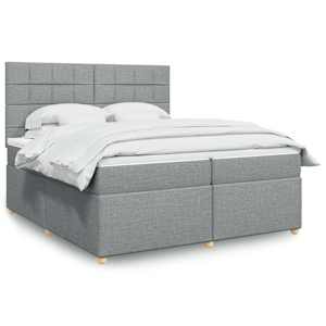 Box spring postel s matrací světle šedá 200 x 200 cm textil - obrázek 1