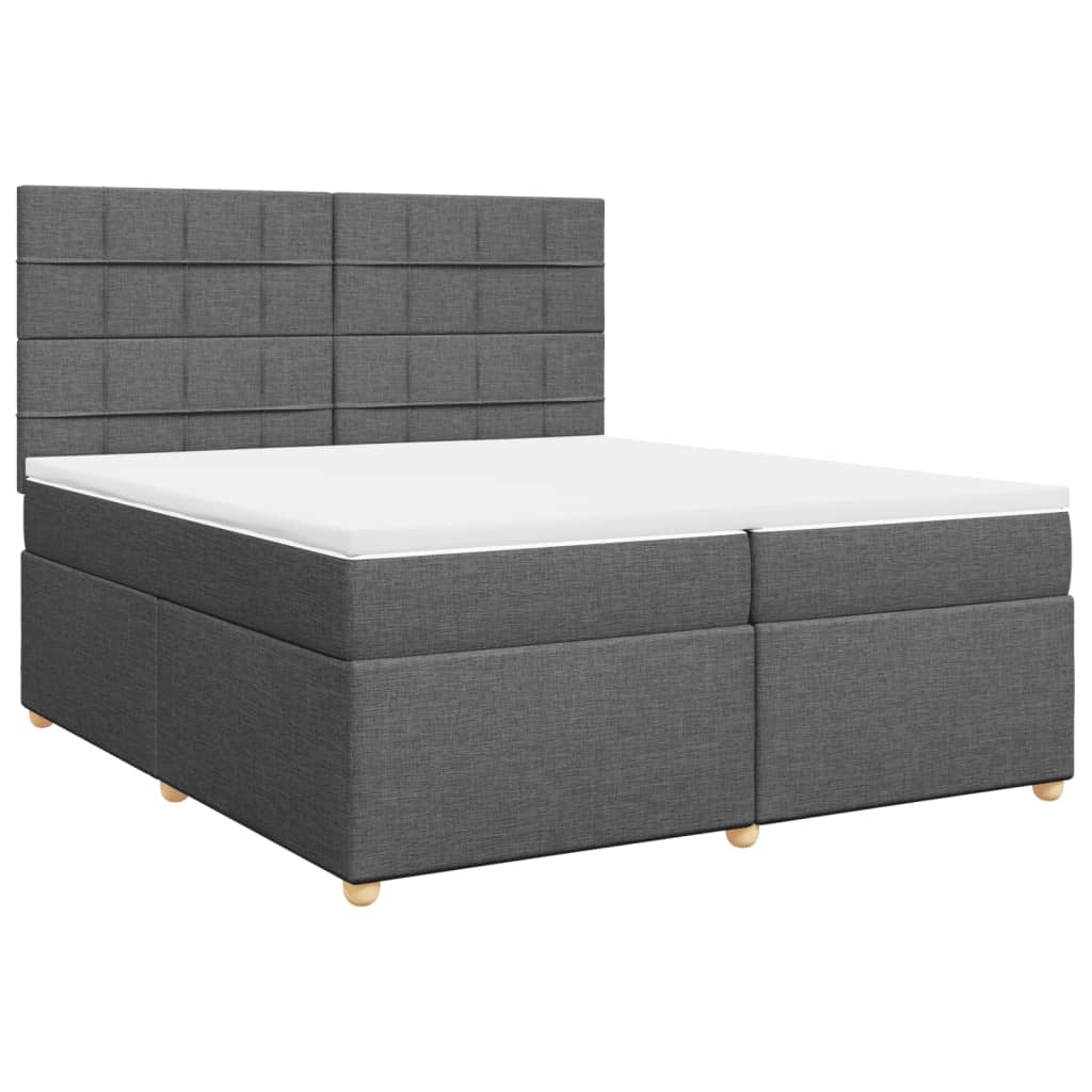 vidaXL Boxspring met matras stof donkergrijs 200x200 cm afbeelding