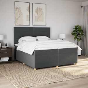 Box spring postel s matrací tmavě šedá 200x200 cm textil - obrázek 4