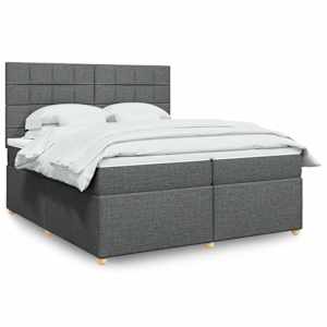 Box spring postel s matrací tmavě šedá 200x200 cm textil - obrázek 1