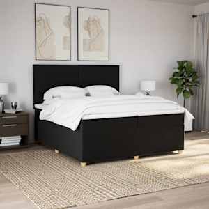 Box spring postel s matrací černá 200x200 cm textil - obrázek 4