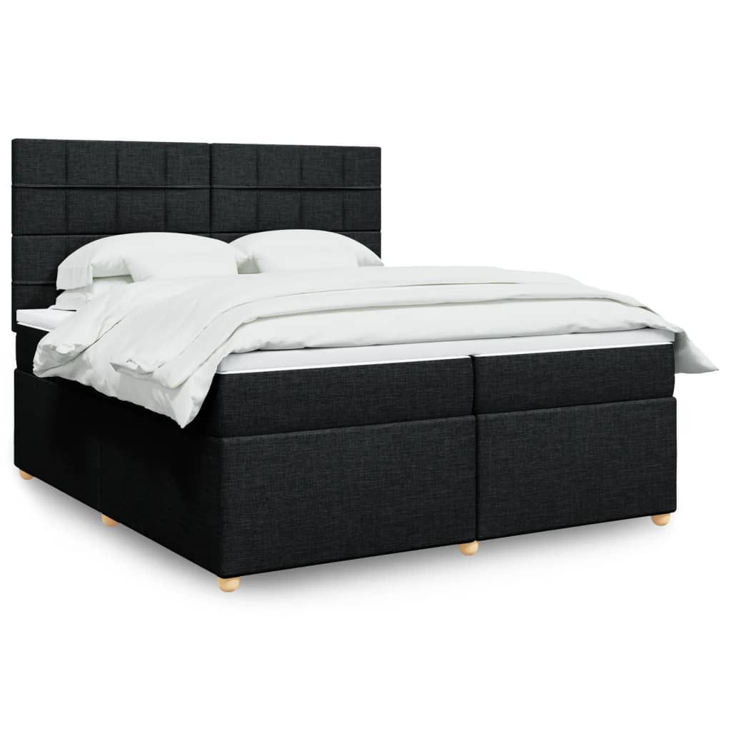 vidaXL Boxspringbett mit Matratze Schwarz 200x200 cm Stoff