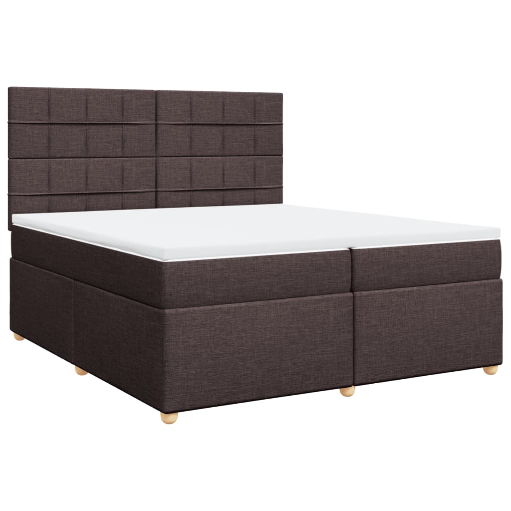 vidaXL Boxspring met matras stof donkerbruin 200x200 cm afbeelding