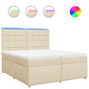 Box spring postel s matrací krémová 200x200 cm textil - obrázek 2