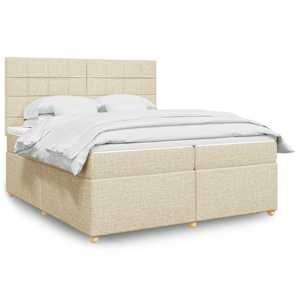 Box spring postel s matrací krémová 200x200 cm textil - obrázek 1
