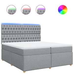 Box spring postel s matrací světle šedá 200 x 200 cm textil - obrázek 2