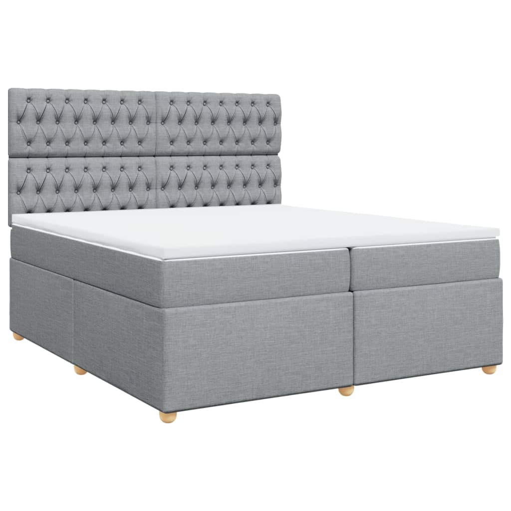 vidaXL Boxspring met matras stof lichtgrijs 200x200 cm afbeelding