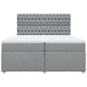 Box spring postel s matrací světle šedá 200 x 200 cm textil - obrázek 6